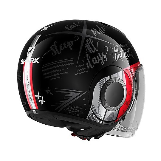 Shark NANO Tribute RM Dual Visor Jet Motorcycle Helmet Black White Red