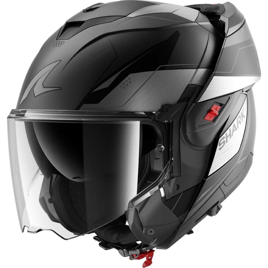Shark OXO MEKARIUM Modular Motorcycle Helmet P/J Mat Anthracite Chrome Black