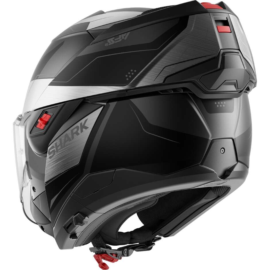 Shark OXO MEKARIUM Modular Motorcycle Helmet P/J Mat Anthracite Chrome Black