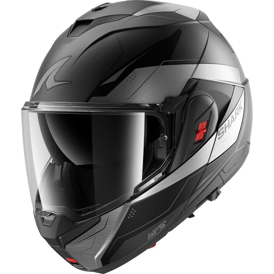 Shark OXO MEKARIUM Modular Motorcycle Helmet P/J Mat Anthracite Chrome Black