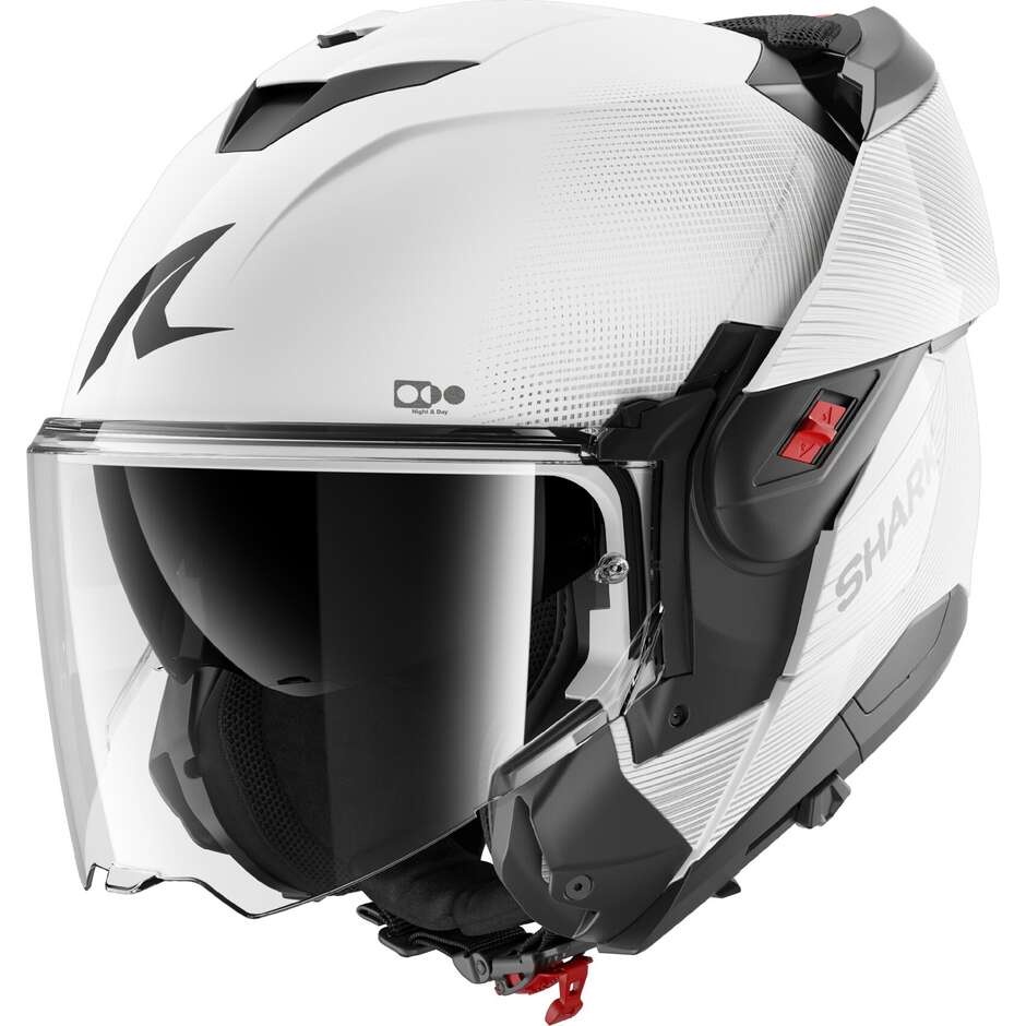Shark OXO SP LYNE Modular-Motorradhelm P/J Weiß Silber