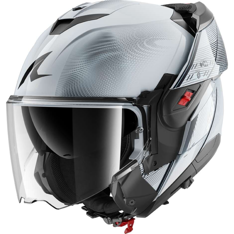 Casco Moto modulare P/J Shark OXO SPEED-TECH Silver Bianco Nero