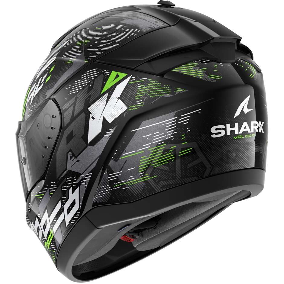 Shark RIDILL 2 MOLOKAI Full Face Motorcycle Helmet Black Silver Green