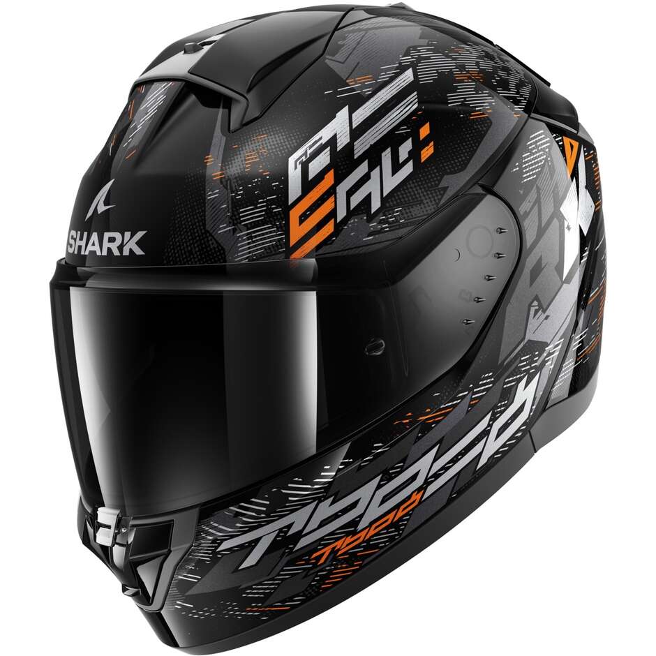 Shark RIDILL 2 MOLOKAI Full Face Motorcycle Helmet Black Silver Orange