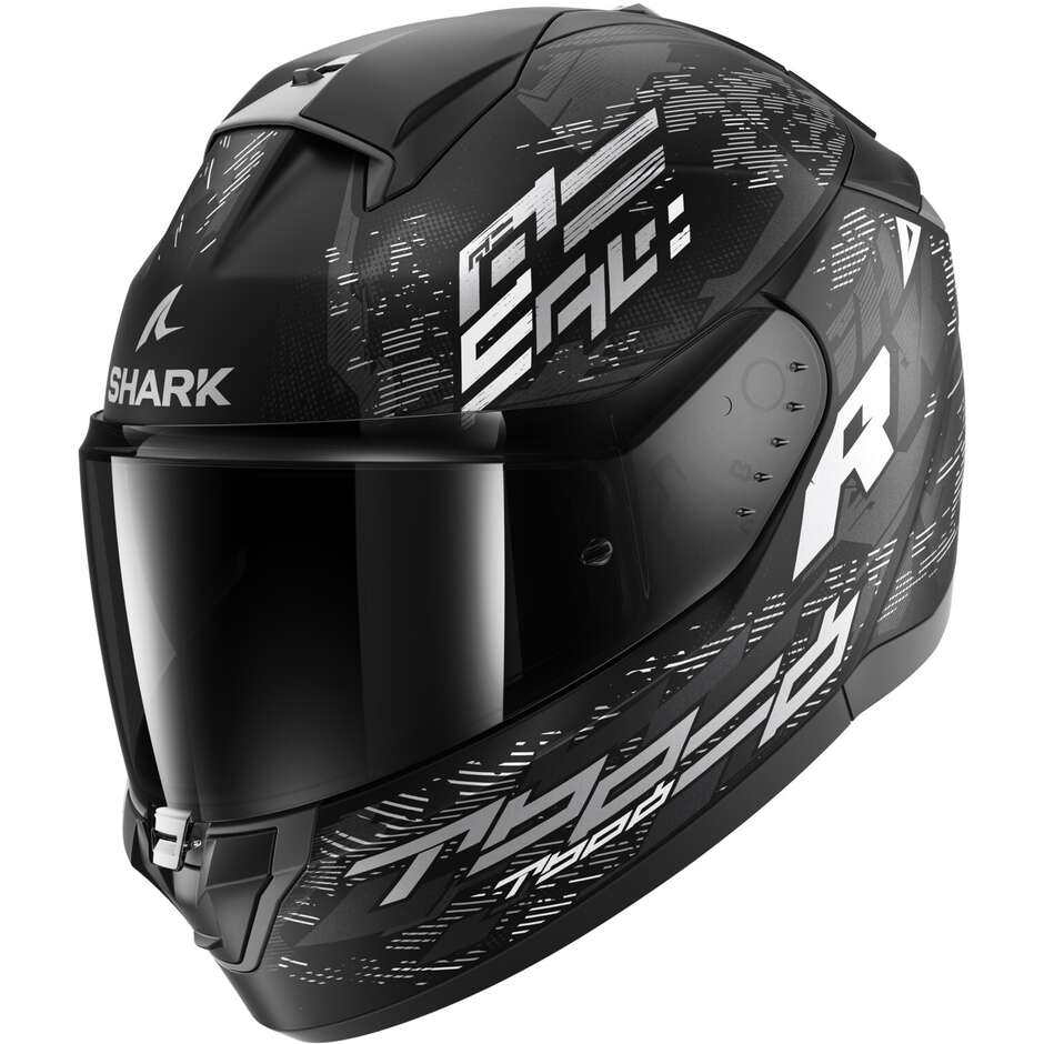 Shark RIDILL 2 MOLOKAI Full Face Motorcycle Helmet Mat Black White Silver