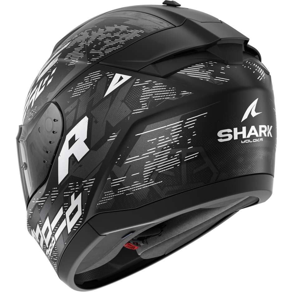 Shark RIDILL 2 MOLOKAI Full Face Motorcycle Helmet Mat Black White Silver