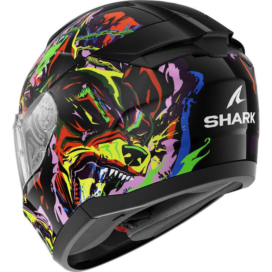 Shark RIDILL 2 RAGING BEAST Full Face Motorcycle Helmet Black Purple Yellow