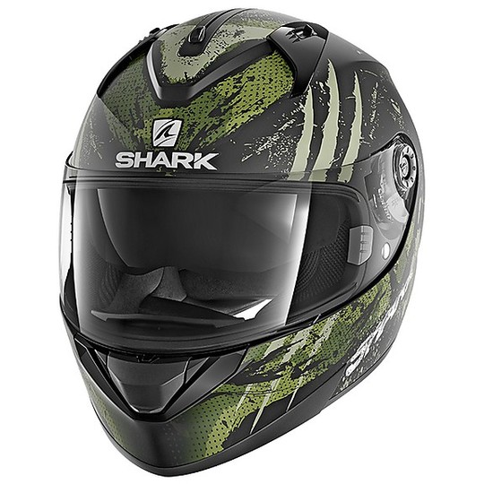 Shark RIDILL THREEZY Integral Motorcycle Helmet Black Matt Green