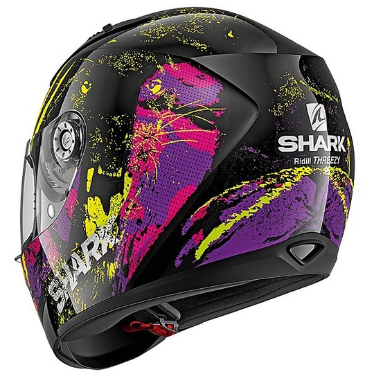 Shark RIDILL THREEZY Integral Motorcycle Helmet Black Yellow Purple