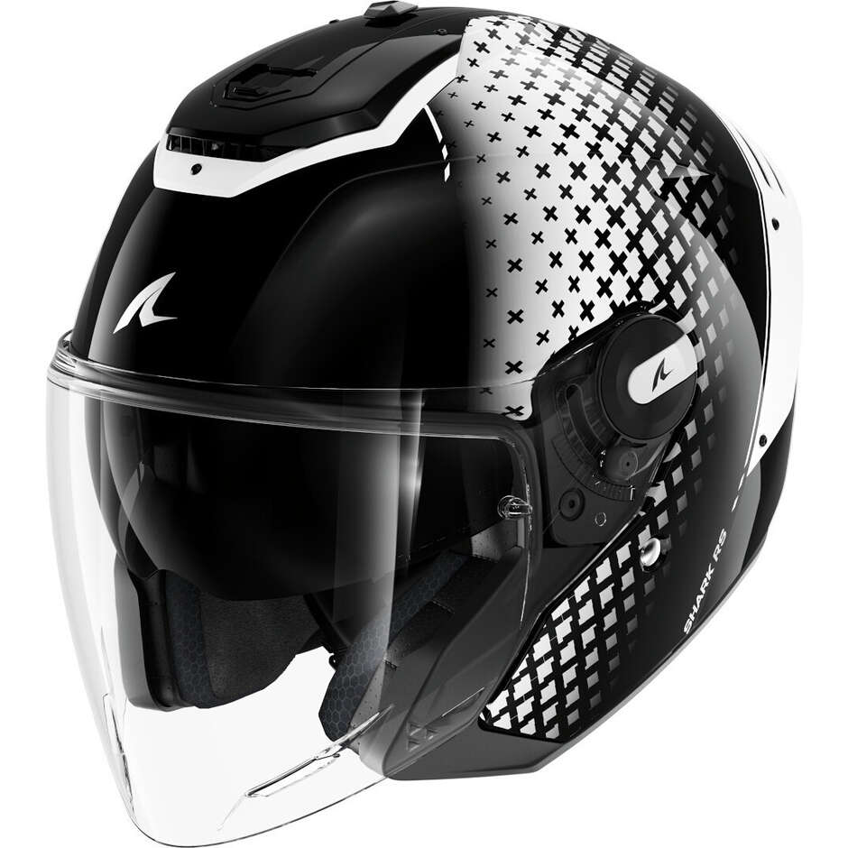 Shark RS JET STRIDE Jet-Motorradhelm Schwarz Weiß Schwarz