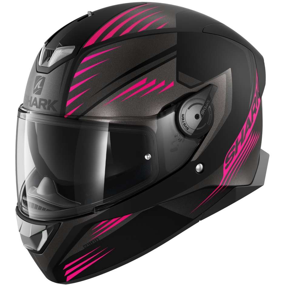Shark SKWAL 2 HALLDER Integral Motorcycle Helmet Black Anthracite Pink