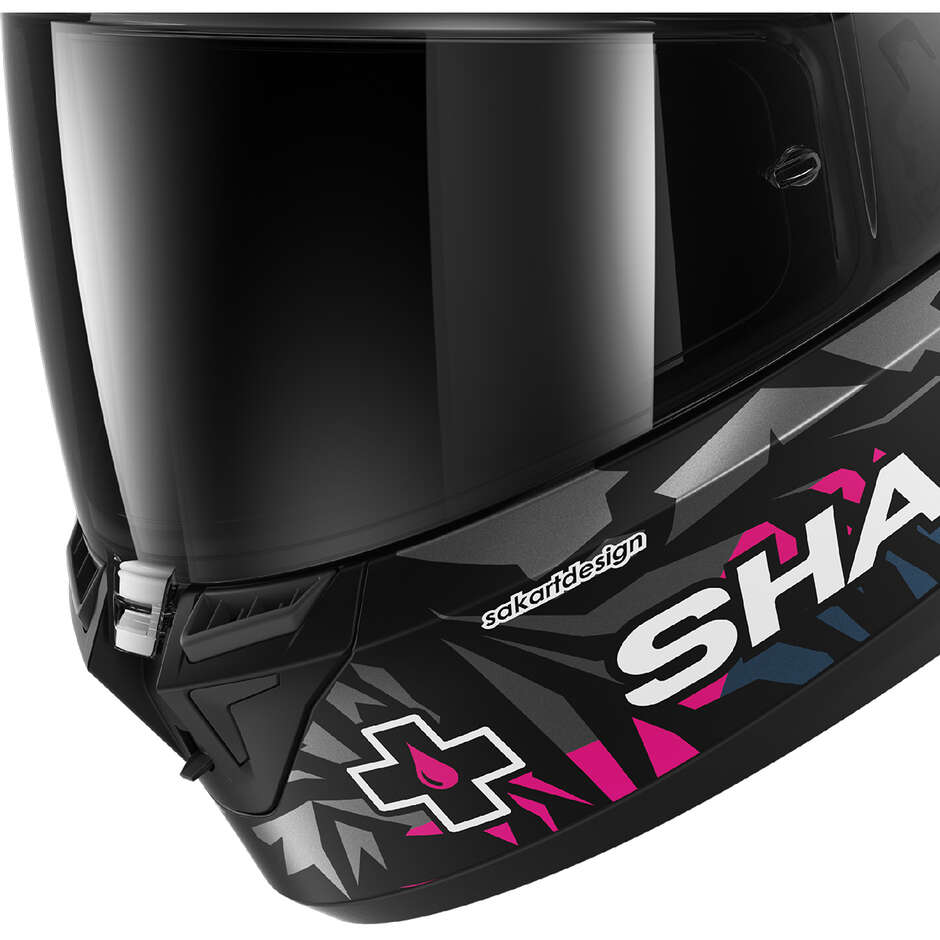 Shark SKWAL CUP REPLICA REDDING Integralhelm für Motorräder, matt schwarz, lila, blau