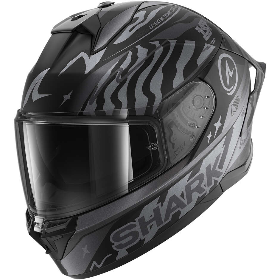 Shark SKWAL CUP SPEED-FANCY Integralhelm für Motorräder, Matt Schwarz Anthrazit Silber
