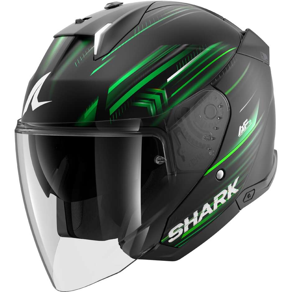 Shark SKWAL i3 JET LIGHT-BLUR Jet Motorcycle Helmet Black Green White