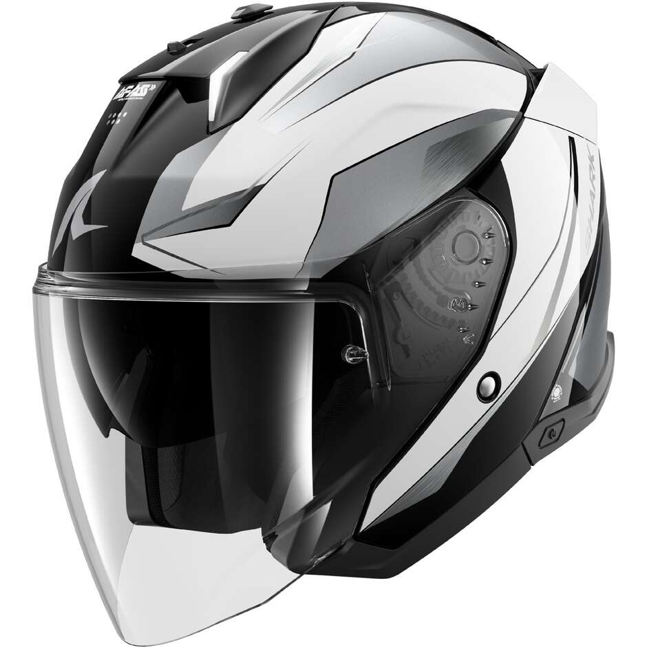 Shark SKWAL i3 JET MEKARIUM Jet Motorcycle Helmet Black Chrome White