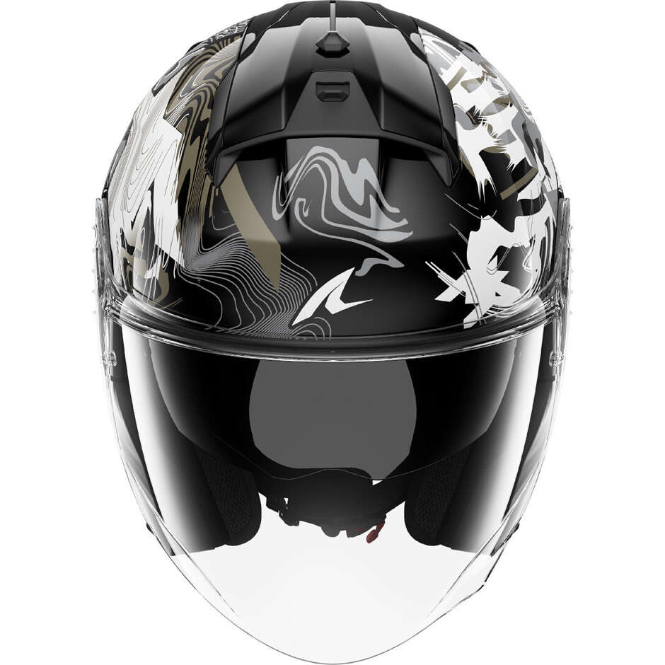 Shark SKWAL JET PRANZ Jet Motorcycle Helmet Black White Gold