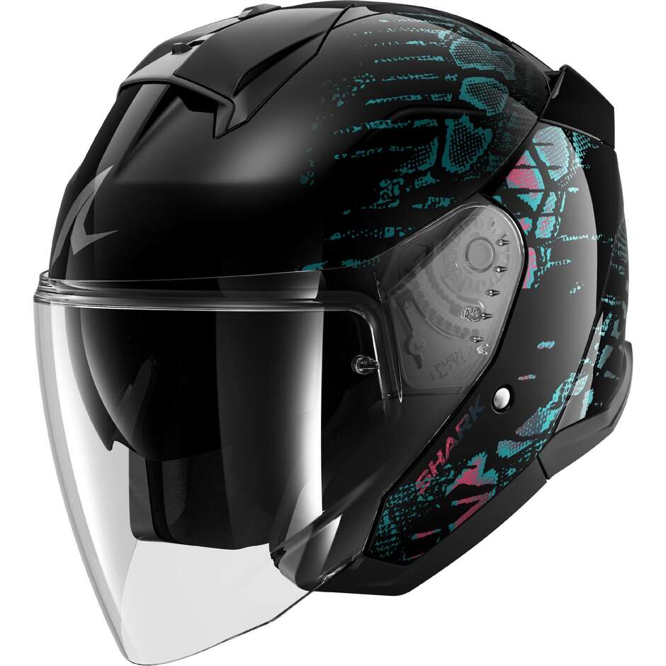 Shark SKWAL JET REPTAIA Jet Motorradhelm Schwarz Lila Glitzer