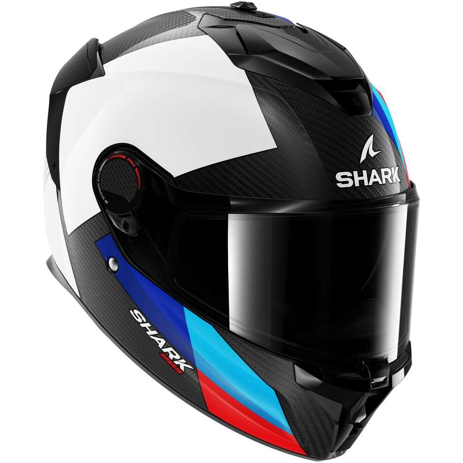 Shark SPARTAN GT PRO DOKHTA CARBON Carbon White Blue Full Face Motorcycle Helmet
