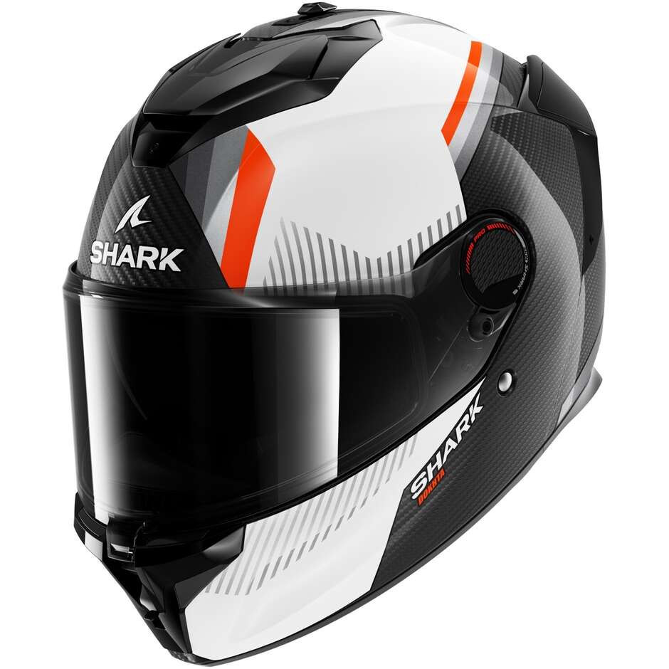Shark SPARTAN GT PRO DOKHTA CARBON Casque de moto intégral carbone blanc orange