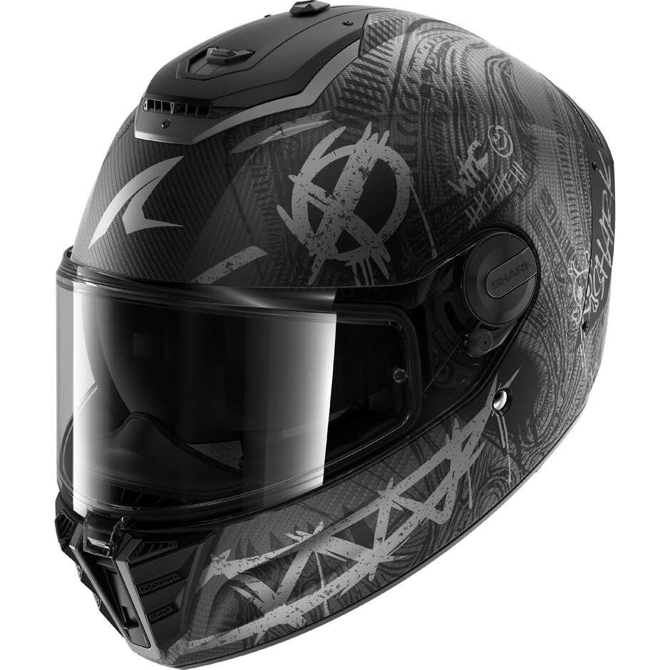 Shark SPARTAN RS CARBON SHIEVER Full Face Motorcycle Helmet Mat Carbon Anthracite Silver
