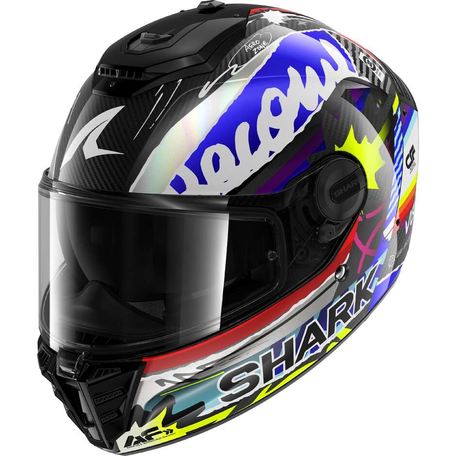 Shark SPARTAN RS CARBON STREETRUSH Full Face Motorcycle Helmet Carbon Blue Chrome