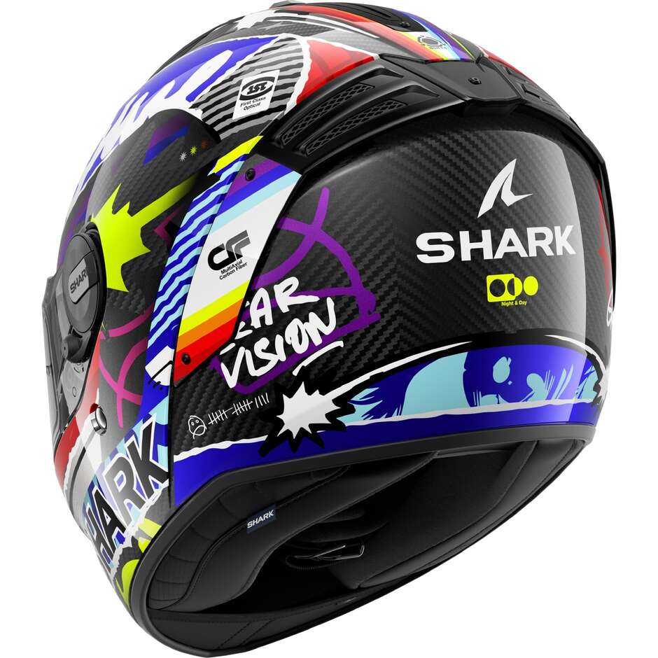 Shark SPARTAN RS CARBON STREETRUSH Full Face Motorcycle Helmet Carbon Blue Chrome