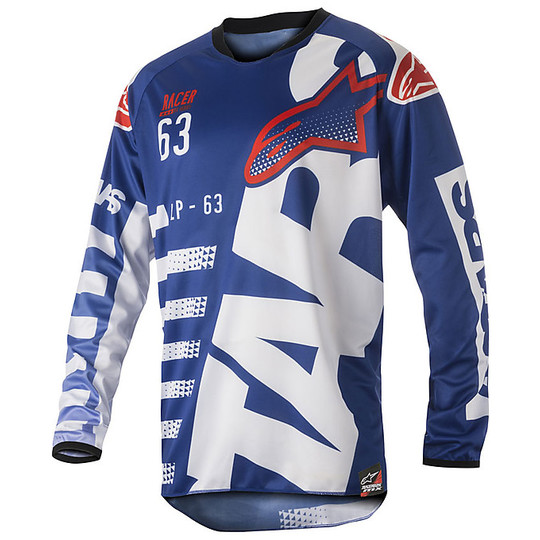 Shirt Alpine Moto Cross Enduro Racer New Braap Blau / Weiß / Rot