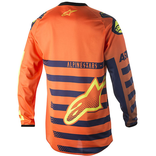 Shirt Alpine Moto Cross Enduro Racer New Braap Fluo Orange / Blau