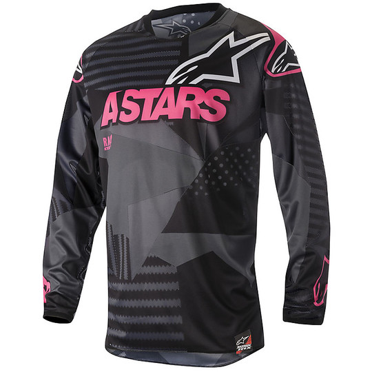 Shirt Alpine Moto Cross Enduro Racer Tactical Schwarz / Pink Fluo