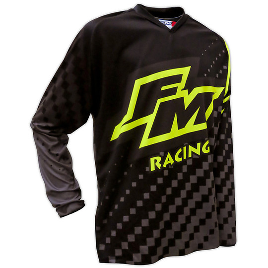 Shirt Moto Cross Enduro Racing Power FM X25 Schwarz gelb fluoreszierend