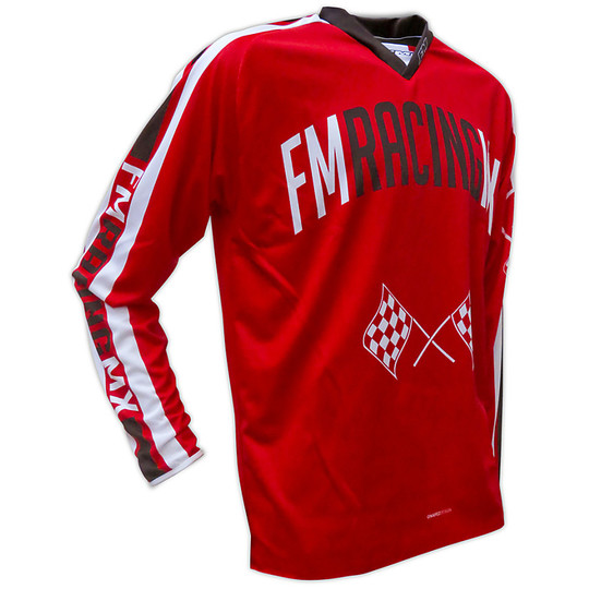 Shirt Moto Cross Enduro Racing Vintage-X24 FM Campus Rot Weiß