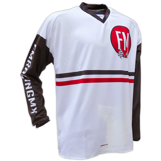 Shirt Moto Cross Enduro Racing Vintage-X24 FM Campus Schwarz Weiß