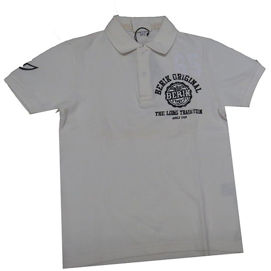 Short Sleeve Polo Berik 6087 Off White S3 100% Pure Cotton With Printed Logo
