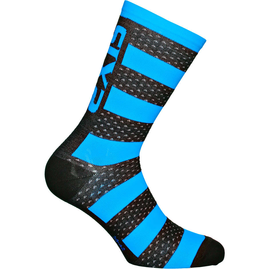 Short Technical Sock in Sixs LUXURY Merinos Light Blue Fluo Black Fabric