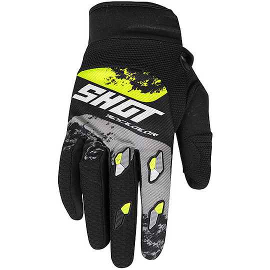 Shot Cross Enduro Motorcycle Gloves CONTACT SHADOW Neon Gray Yellow