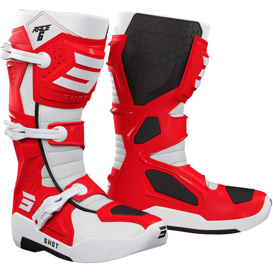 Shot RACE 6 Red White Cross Enduro Motorcycle Boots