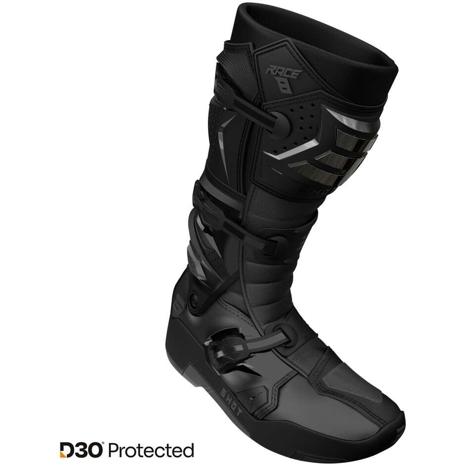 Shot RACE 8 schwarze Cross-Enduro-Motorradstiefel