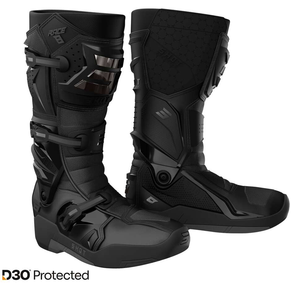 Shot RACE 8 schwarze Cross-Enduro-Motorradstiefel