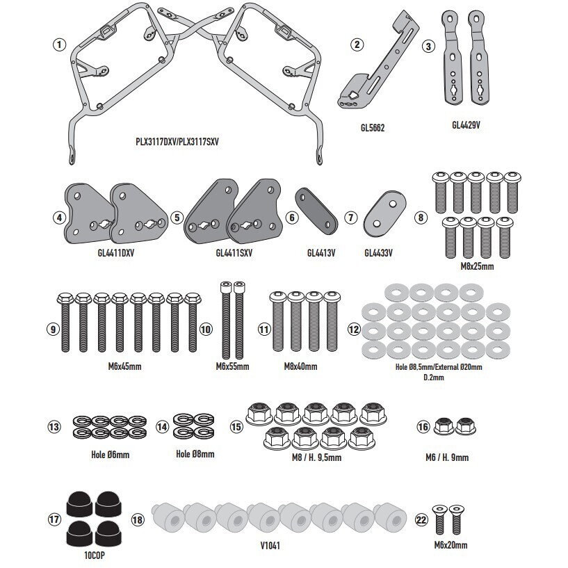 Side Frames for K33 MONOKEY® SIDE Pannier Holders Kappa KLX3117 For SUZUKI V Strom 1050 (20-25)