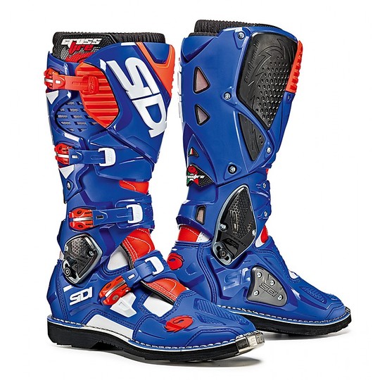 Sidi Crossfire 3 Cross Enduro Motorcycle Boots White Blue Red Fluo