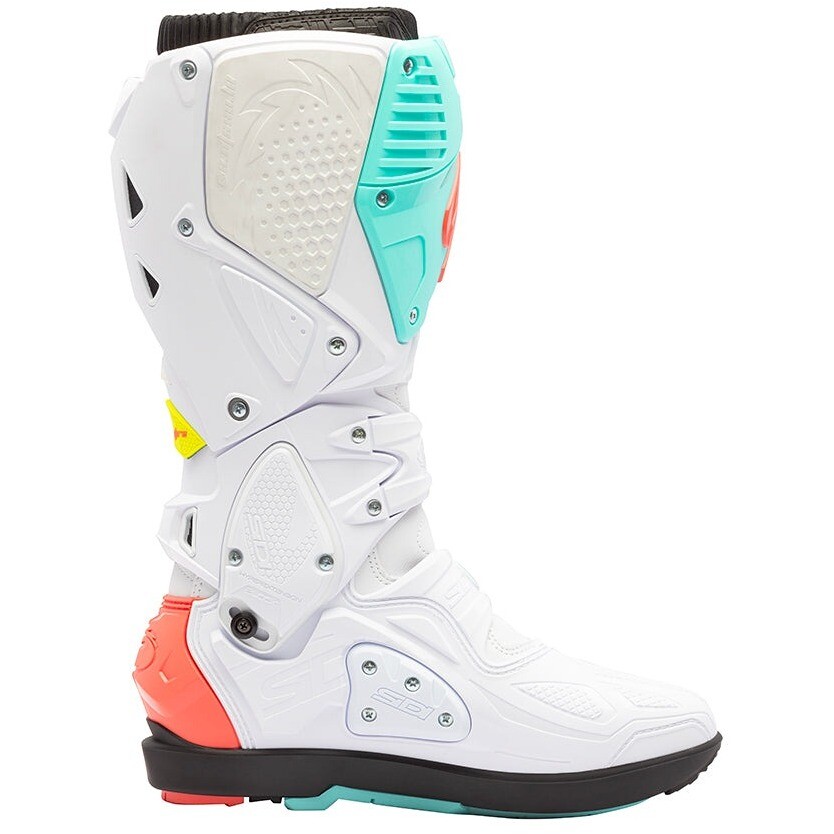 Sidi CROSSFIRE 3 SRS Motocross Boots White Fluo Mint Fluo Coral