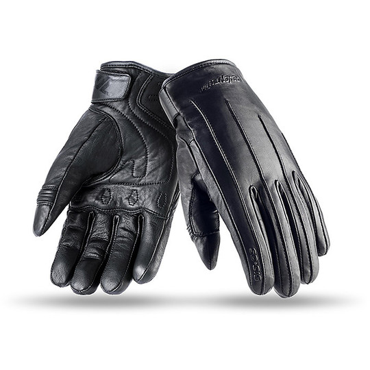 Siebzig Winter Motorrad technische Handschuhe C15 Leder schwarz genehmigt