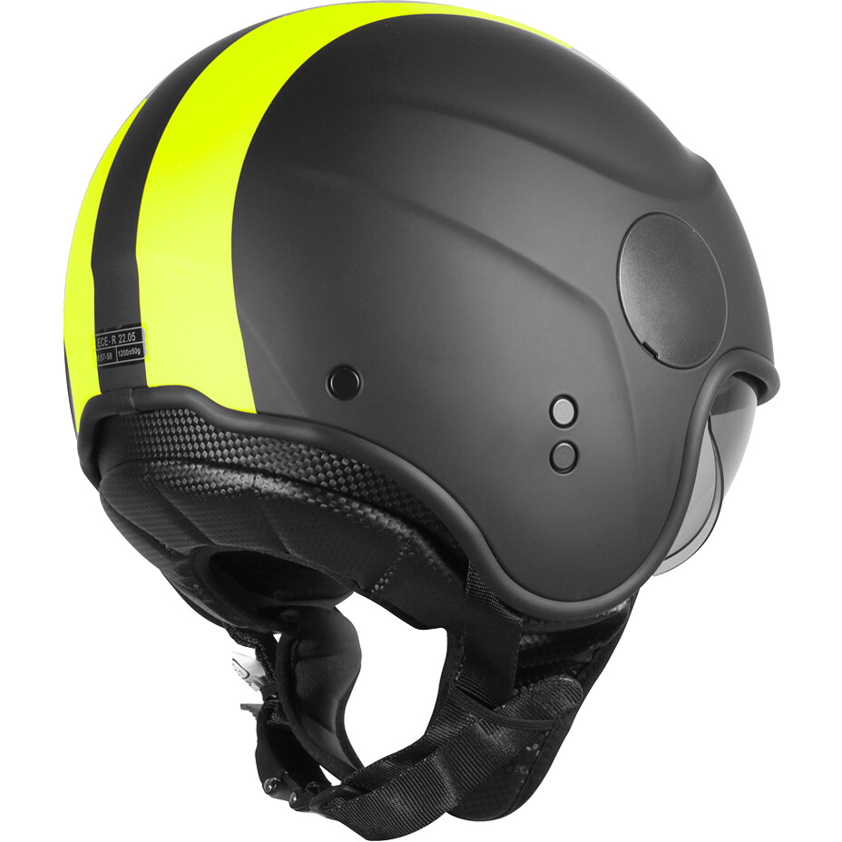 SIERRA BASIC Jet Motorcycle Helmet Black Yellow Fluo