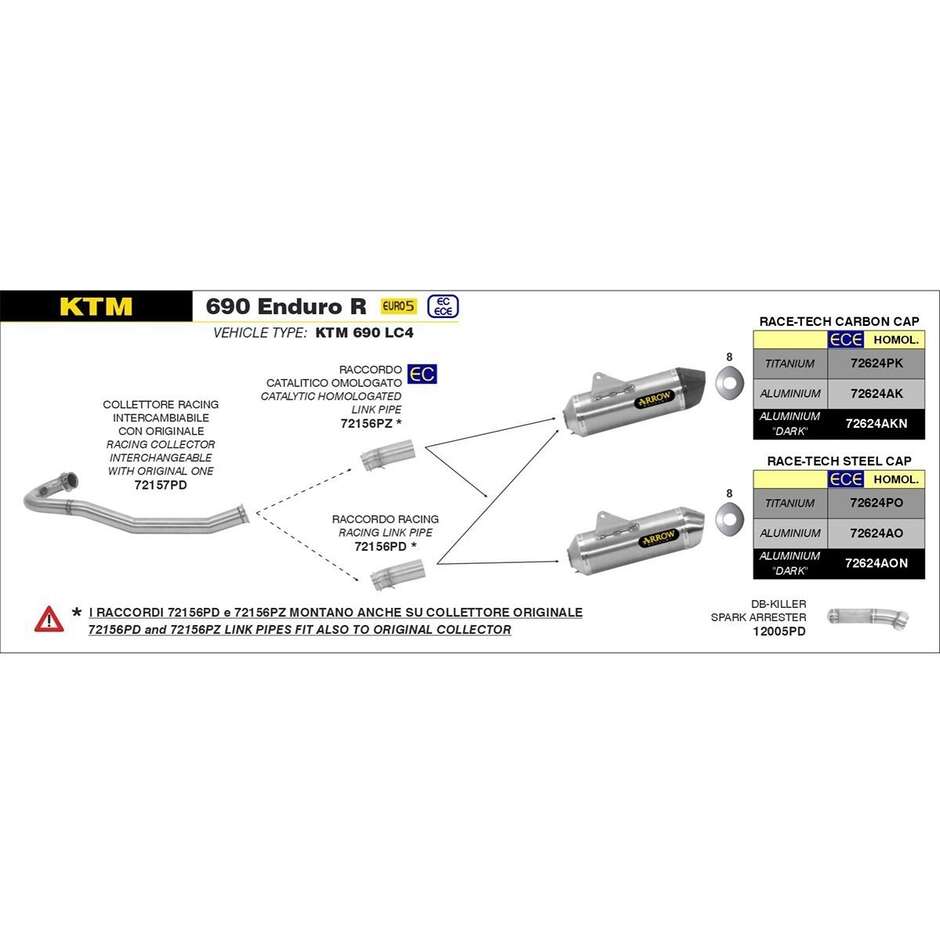 Silencieux Arrow Race-Tech en aluminium foncé avec embout en carbone pour KTM 690 SMC R