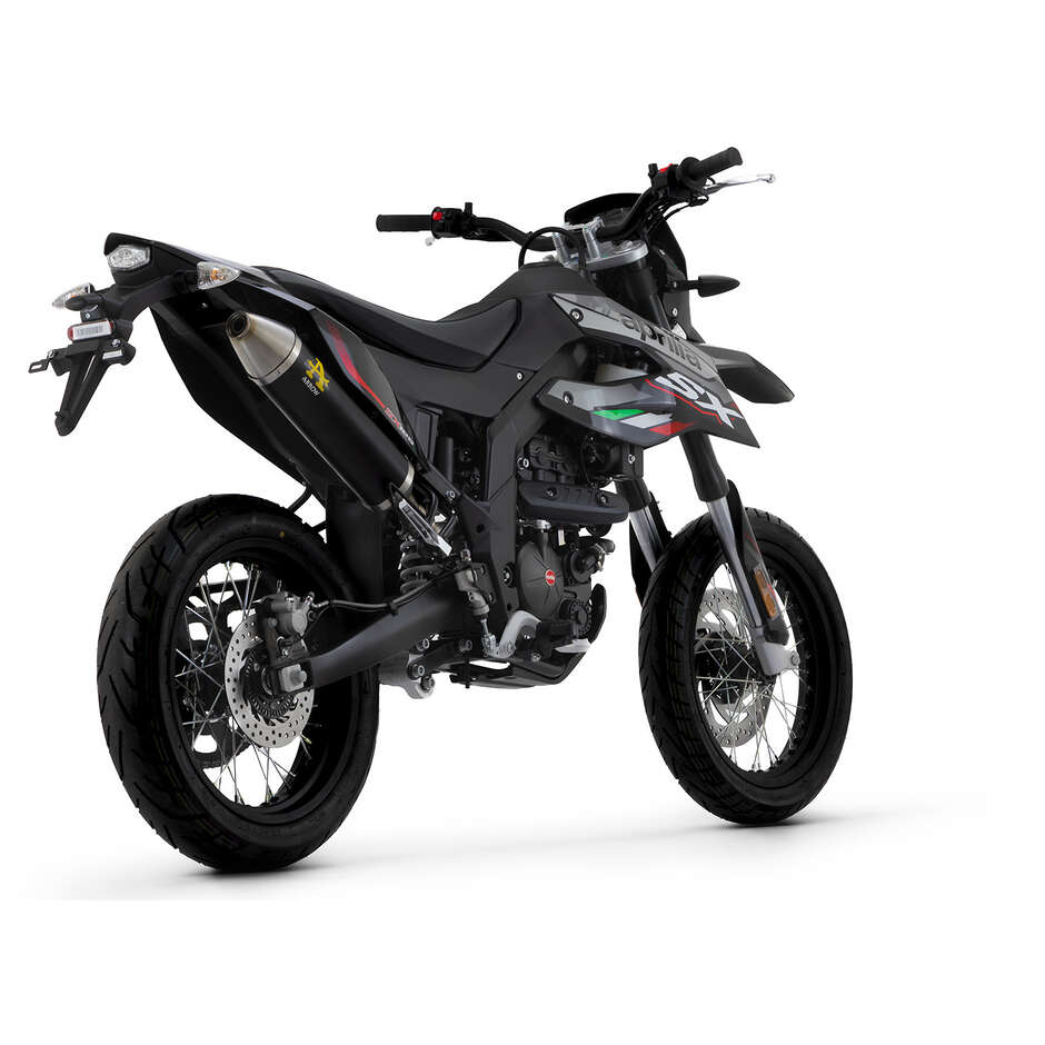 Silencieux d'échappement Arrow Thunder en aluminium foncé pour Aprilia RX / SX 125 (21-24)