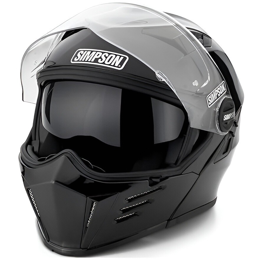 Simpson Darksome 22.06 Modularer Motorradhelm, glänzend schwarz