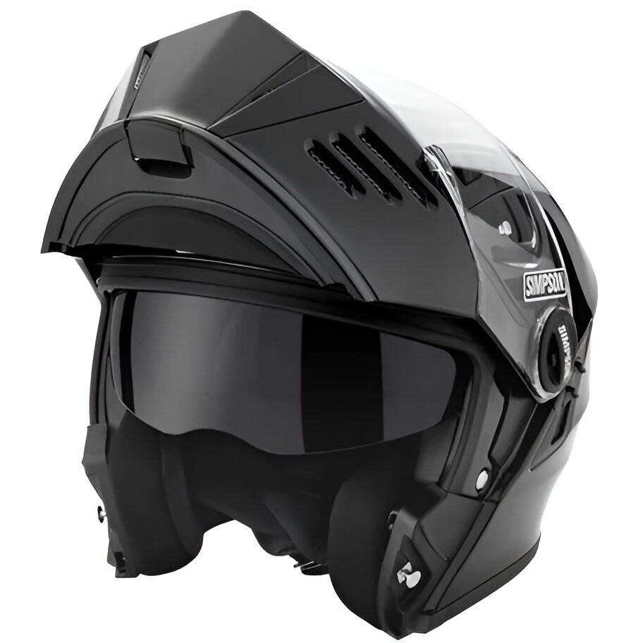 Simpson Darksome 22.06 Modularer Motorradhelm, glänzend schwarz