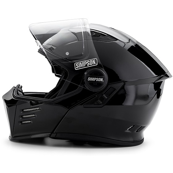 Simpson Darksome Solid Modular Motorcycle Helmet Glossy Black Double Visor