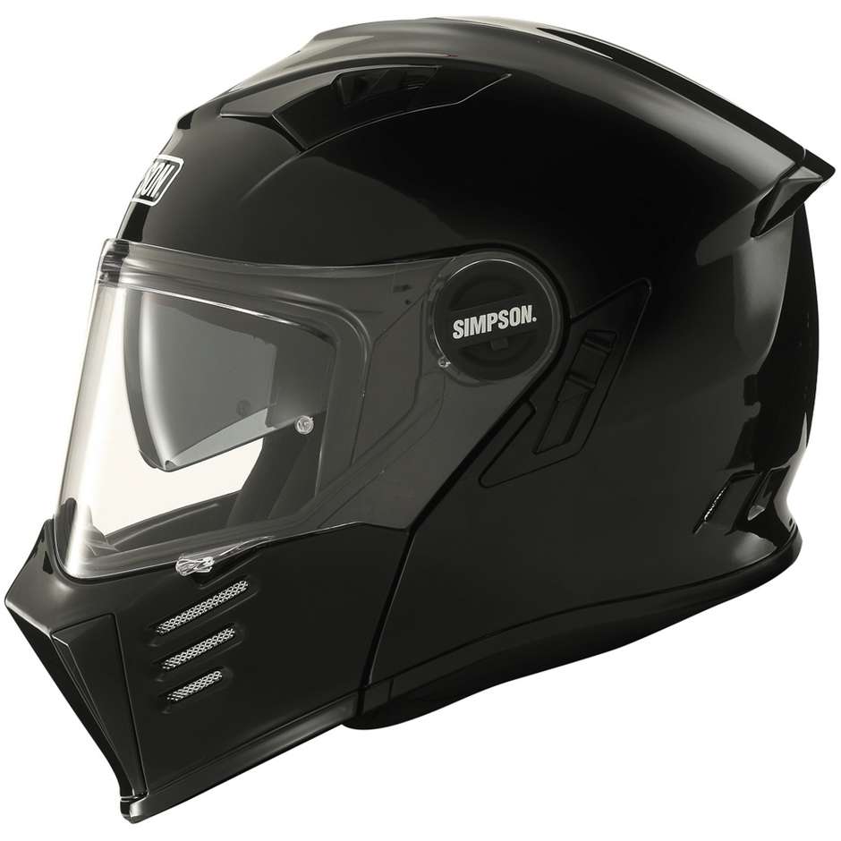 Simpson Darksome Solid Modular Motorcycle Helmet Glossy Black Double Visor