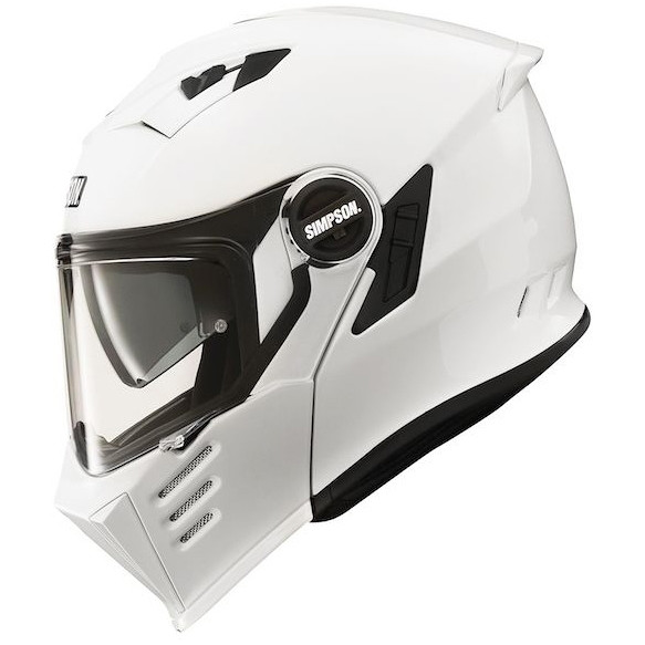 Simpson Darksome Solid White Casque de moto modulaire double visière